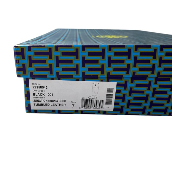 Tory Burch Junction Riding Boot in Black Tumbled Leather with box - Picture 12 of 16